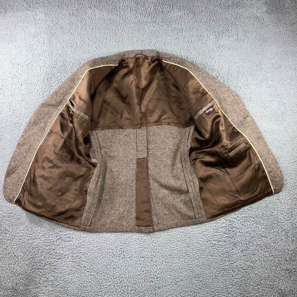 Garrison Park Tweed Blazer Men 44 Elbow Patch Two Button Sports Coat Made In USA - Picture 4 of 11